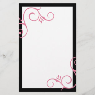 Black and Pink Flourish Stationery
