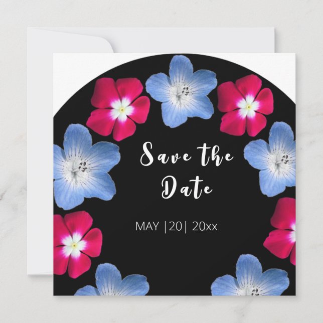Black and pink Flower  Invitation (Front)