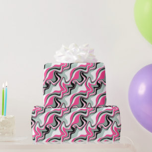 Black and Pink  Fluid Abstract  Wrapping Paper