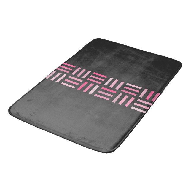 Black and Pink Geometric Bath Mat (Angled)