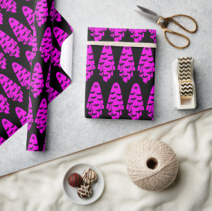 Black and Pink Ghost Wrapping Paper