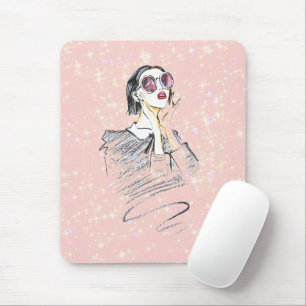 Black and pink girly beauty mouse pad