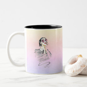 Black and pink girly beauty Two-Tone coffee mug