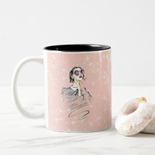 Black and pink girly beauty Two-Tone coffee mug