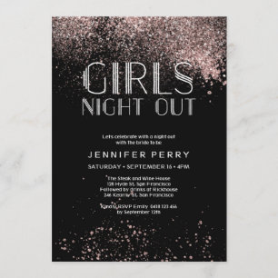Black and pink glitter girls night out Invitation