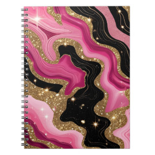 Black and pink Gold Agate Notebook