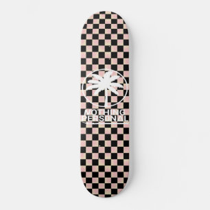 Black and Pink Gradient Chequered Skateboard