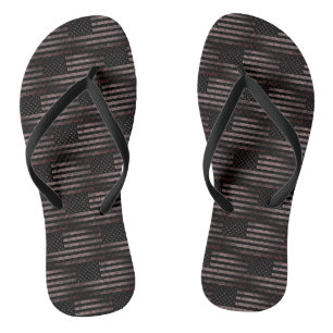 Black and Pink Grunge American Flag Pattern Thongs