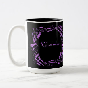 Black And Pink Hair Stylist  Two-Tone Coffee Mug