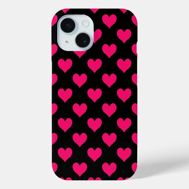 Black and Pink Heart Pattern Case-Mate iPhone Case (Back)