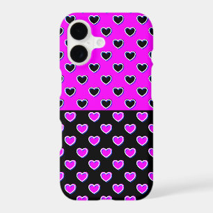 Black And Pink Hearts Pattern