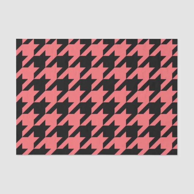 Black and Pink Houndstooth Pattern Tissue Paper (Front)
