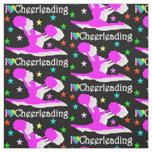 BLACK AND PINK I LOVE CHEERLEADING FABRIC
