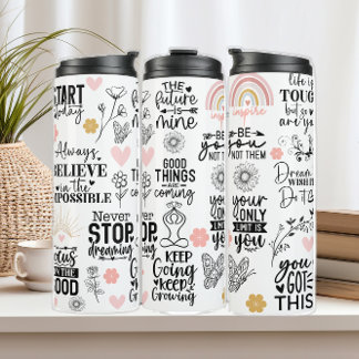 Black and Pink Inspirational  Thermal Tumbler