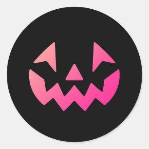 Black and Pink Jack-o-lantern pumpkin face Classic Round Sticker