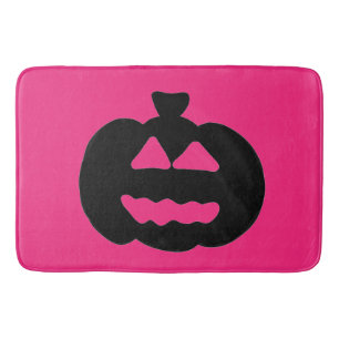 Black and Pink Jack o Lanterns  Bath Mat