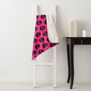 Black and Pink Jack o Lanterns Fleece Blanket