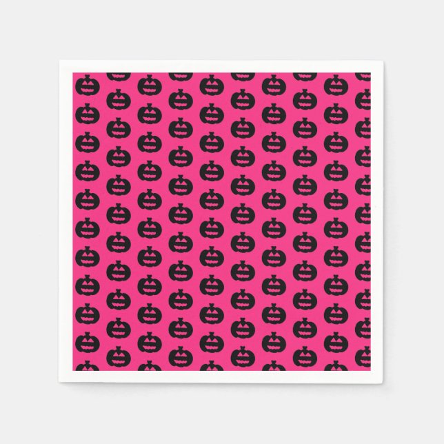 Black and Pink Jack o Lanterns  Napkin (Front)