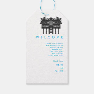 Black and Pink Leaf Wedding Welcome Gift Tags