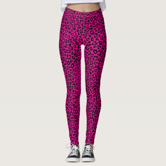 Black and pink Leopard Print Fun Safari Pattern Leggings