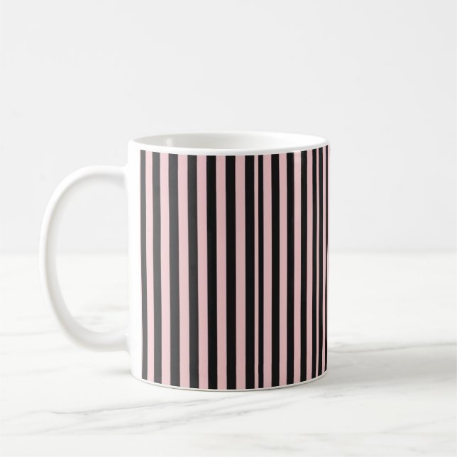 black and pink line design coffee mug (Left)