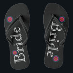 Black and Pink Lotus Flower Bride's Thongs<br><div class="desc">It is Black and Pink Lotus Flower Bride's Fun,  custom wedding flip flops.</div>