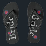 Black and Pink Lotus Flower Bride's Thongs<br><div class="desc">It is Black and Pink Lotus Flower Bride's Fun,  custom wedding flip flops.</div>