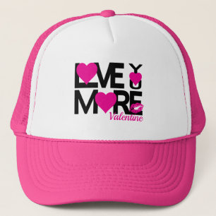 Black and Pink Love You More Trucker Hat