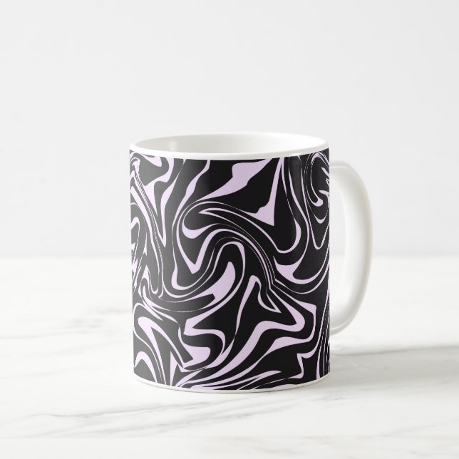 Black and Pink Marble Abstract Pattern  Coffee Mug (Front Right)