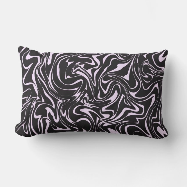 Black and Pink Marble Abstract Pattern Throw Pillo Lumbar Cushion (Front)