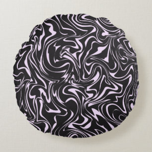 Black and Pink Marble Abstract Pattern Throw Pillo Round Cushion
