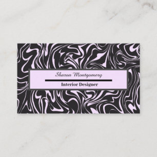 Black and Pink Marble Liquid Swirl Pattern Business Card