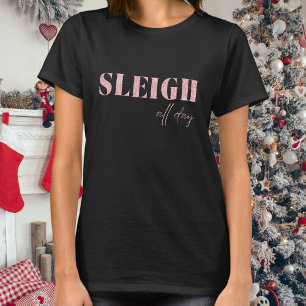 Black and Pink Minimalist Sleigh All Day T-Shirt