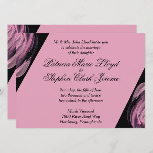 Black and Pink Modern Wedding Invitations