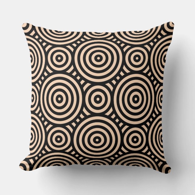 Black and Pink Nested Circular Pattern Cushion (Front)