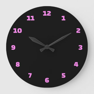 Black and pink numeral modern  large clock