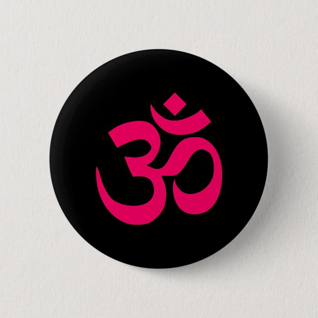 Black and Pink Om Symbol 6 Cm Round Badge (Front)