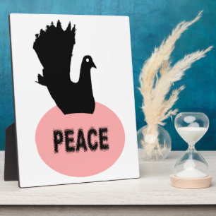 Black and Pink Peace Dove Plaque