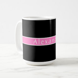 Black and Pink Personalised Name Coffee Mug