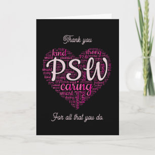 Black and Pink Personalized Thank You PSW Card