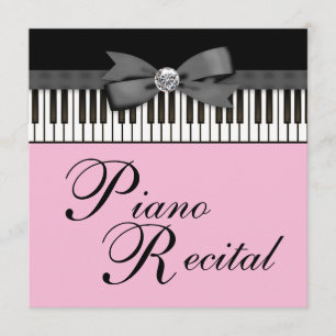 Black and Pink Piano Keys Recital Invitation