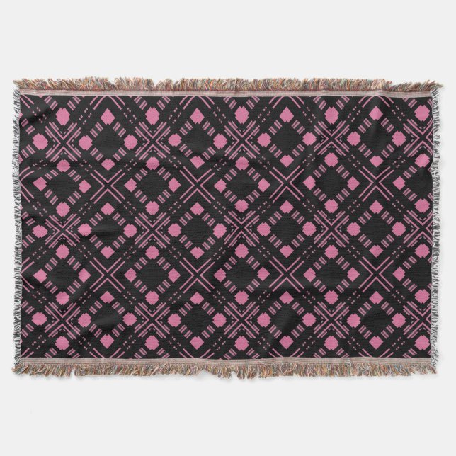 Black and pink plaid throw blanket (Front)