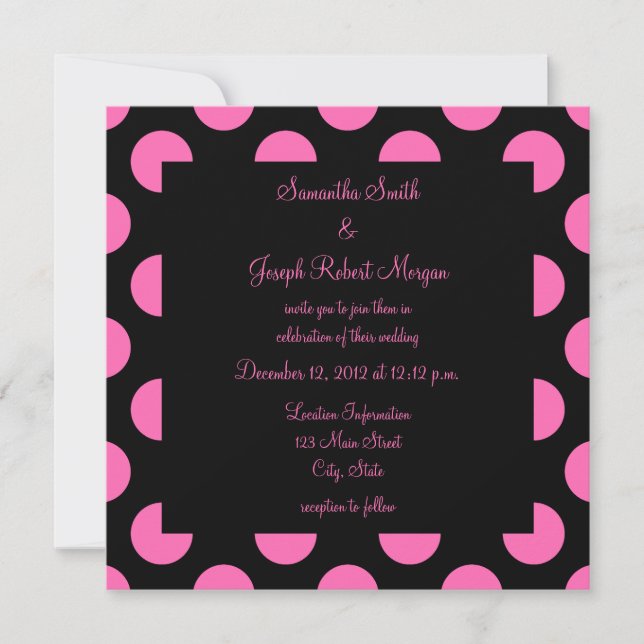 Black and Pink Polka Dot Wedding Invitation (Front)