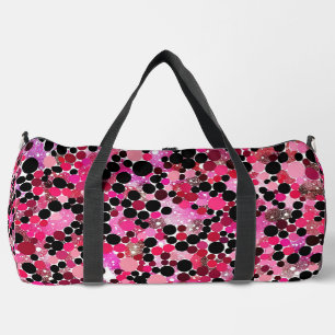 Black And Pink Polka Dots Duffle Bag
