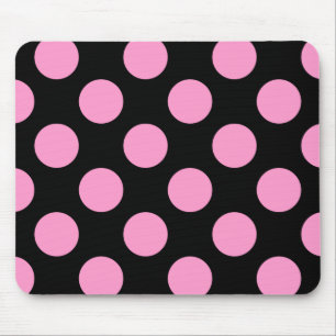 Black and Pink Polka Dots Mouse Pad