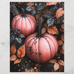Black and Pink pumpkins pattern scrapbook paper