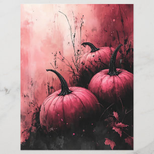 Black and Pink pumpkins pattern scrapbook paper