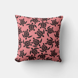 Black And Pink Repeat Motif   Sea Turtle Pattern Cushion