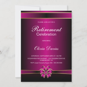 Black and Pink Retirement Celebration Invitation