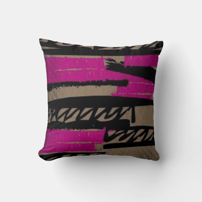Black and Pink Scribble Pillow (Front)
